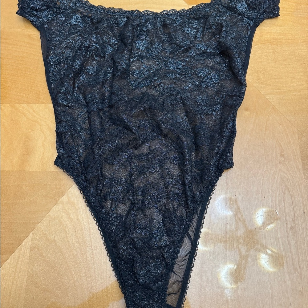 Victoria's Secret Black Mesh Bodysuit